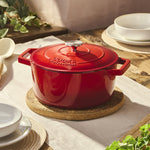 Cast Iron Casserole Dish 26cm Oven Proof Pan & Lid | 26cm | Red