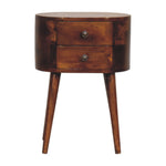 Solid Wood Mini Chestnut Rounded Bedside Table