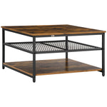 Industrial Coffee Table With 3-tier Storage