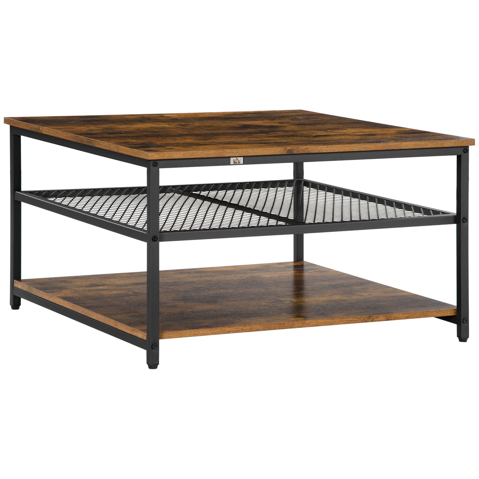 Industrial Coffee Table With 3-tier Storage