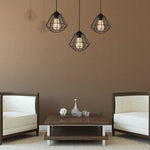 Colin Black Pendant Lamp 3xe27 Hand Made Matt Black Cage Style Lamps Creating Industrial Chic