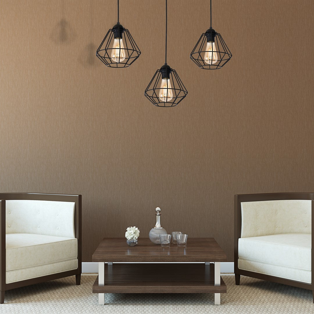 Colin Black Pendant Lamp 3xe27 Hand Made Matt Black Cage Style Lamps Creating Industrial Chic