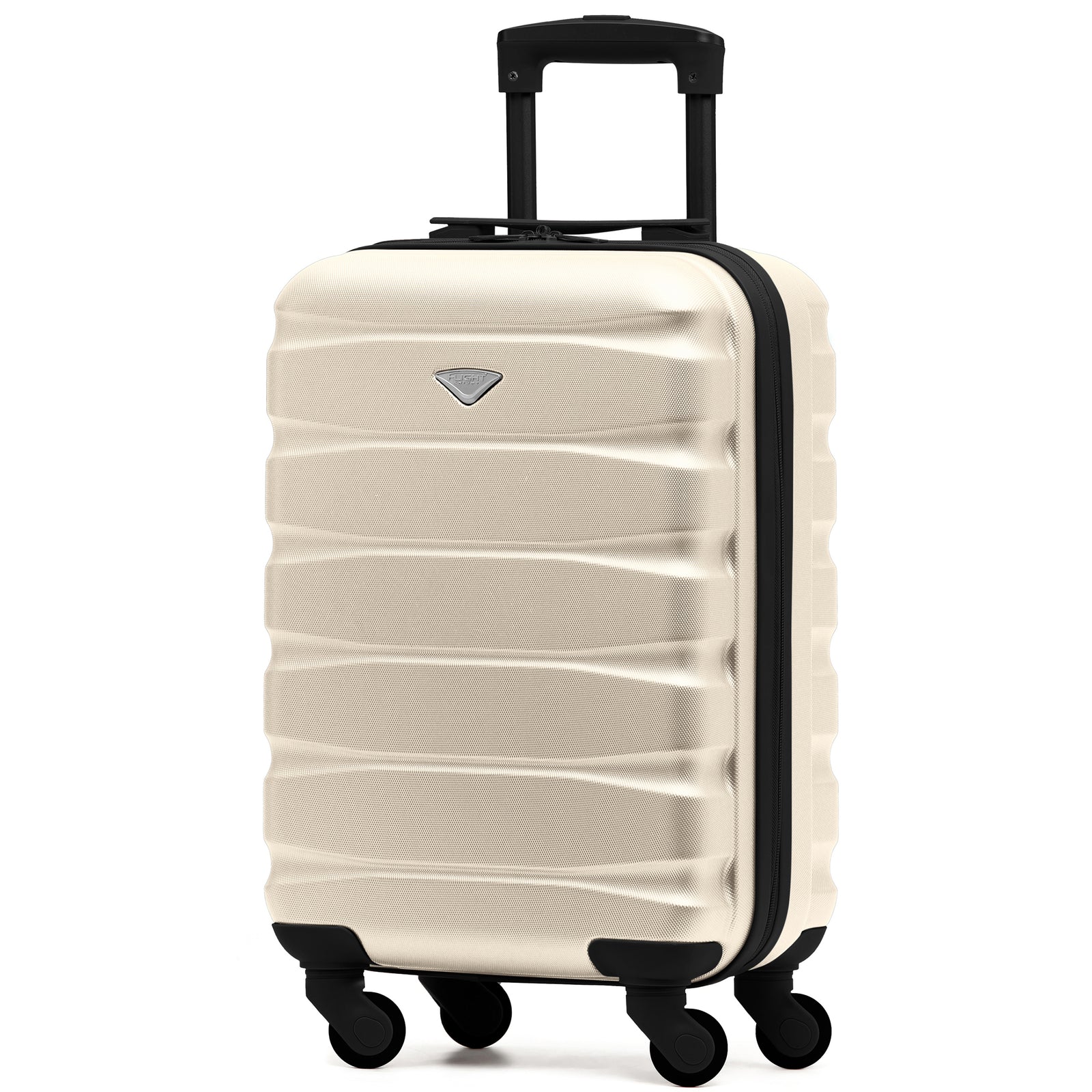 55x35x20cm Cabin Carry On Suitcase Hard Shell Overhead Luggage 100+ Airlines Approved | Cabin | Cream & Black