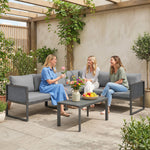 6 Seater Metal Garden Furniture Corner Sofa Set | Dark Grey