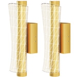 HOMCOM Led Wall Lamp 2 Pack, Modern Indoor Geometric Wall Light, Gold Tone