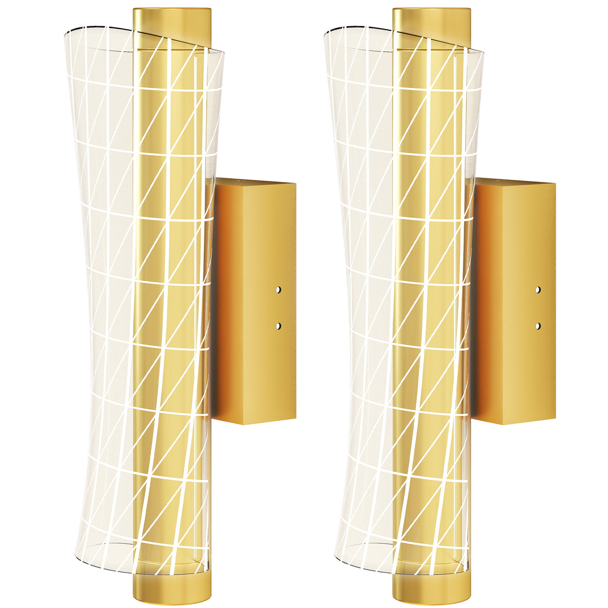 HOMCOM Led Wall Lamp 2 Pack, Modern Indoor Geometric Wall Light, Gold Tone