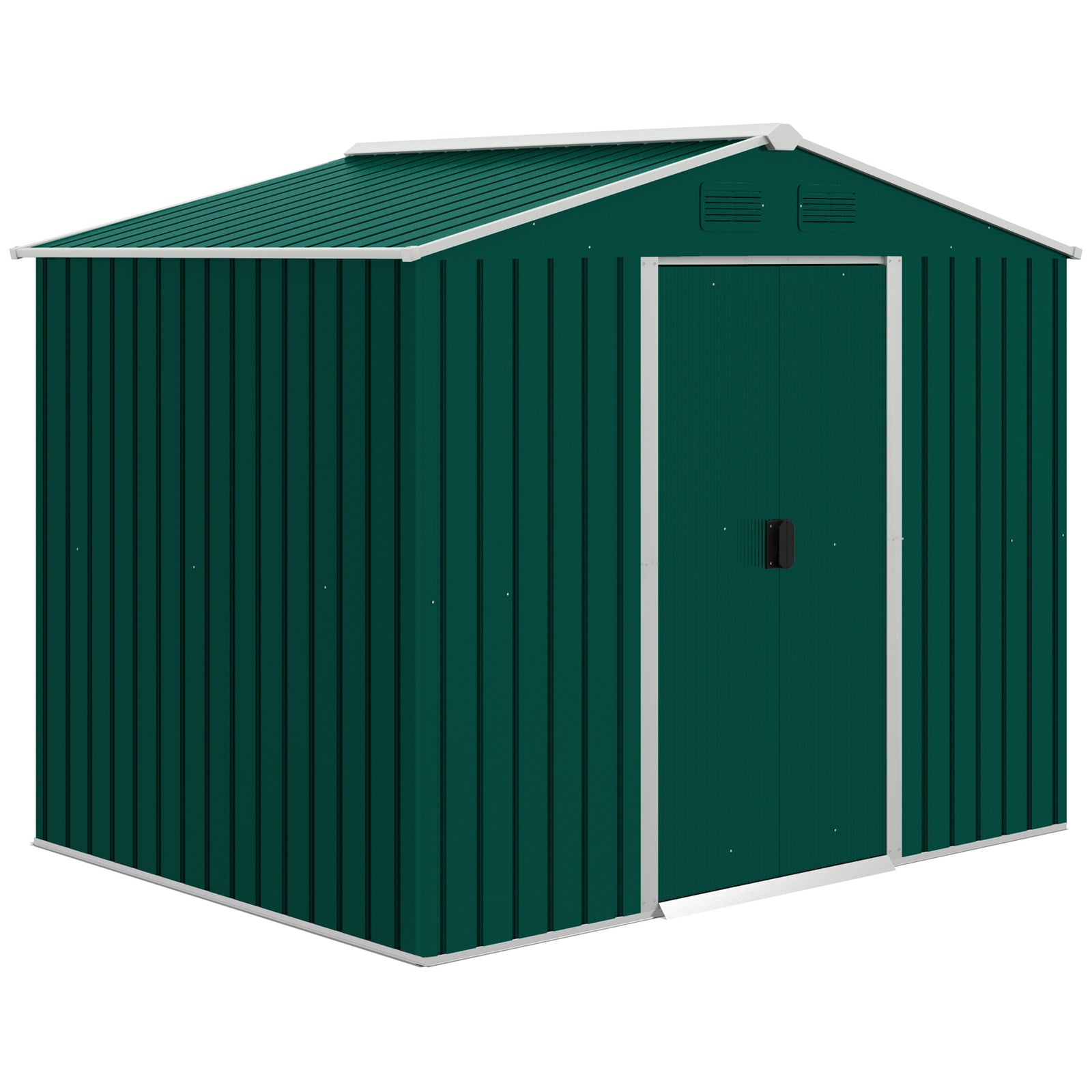 8 X 6ft Garden Storage Shed With Double Sliding Door Outdoor | Green