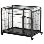 Pawhut 69.5x94cm Metal Dog Cage Kennel W/ Locking Door & Wheels Medium Pets