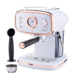 15-bar Retro Espresso Coffee Machine With Steam Wand | White & Copper