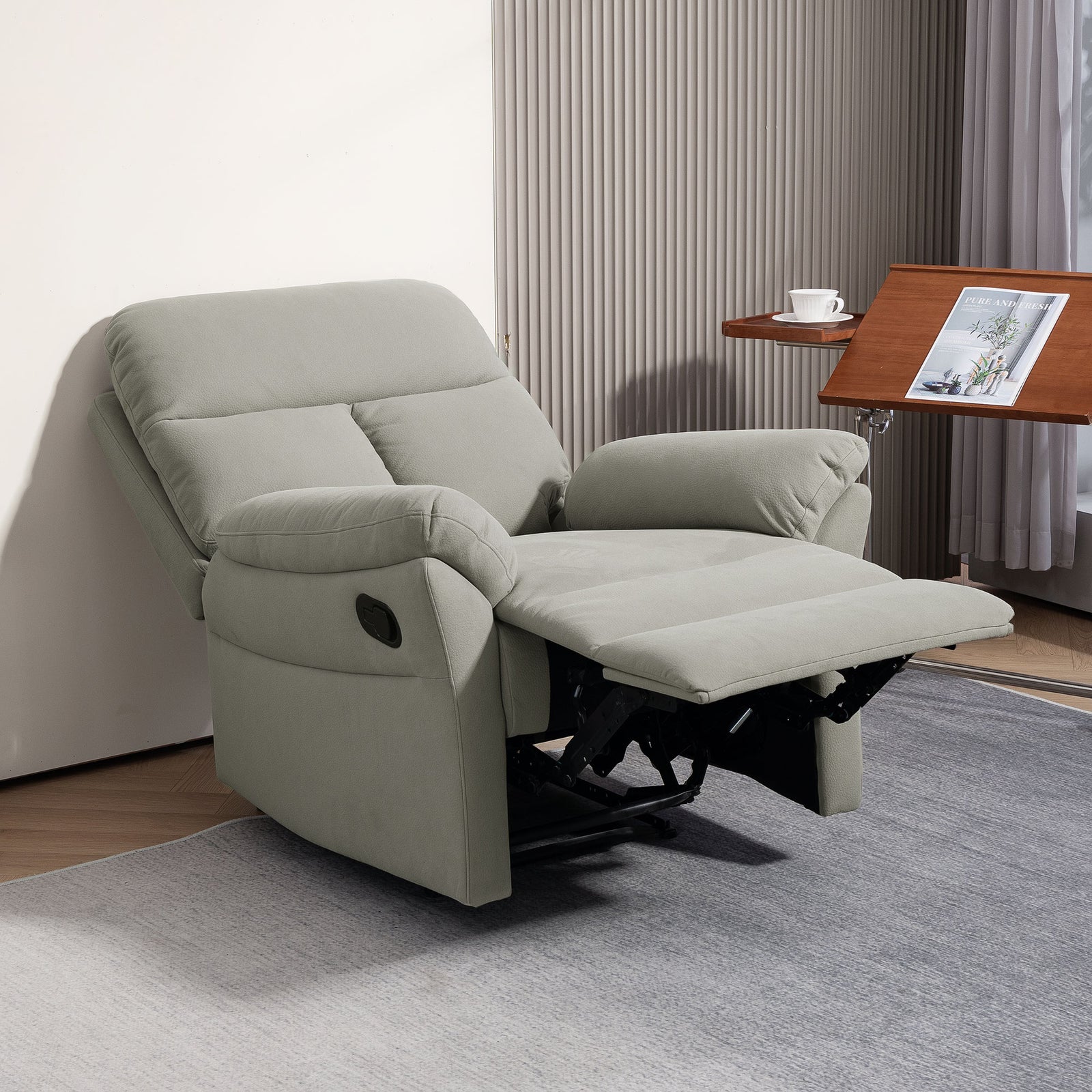 Recliner Armchair, Reclining Chair With Adjustable Leg Rest | One Size | Grey