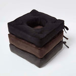 Faux Suede Coccyx Dining Chair Cushion With Ties | 40cm x 40cm | Grey