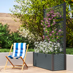 Garden Planter Box With Trellis, Rattan Raised Bed | Charcoal Grey
