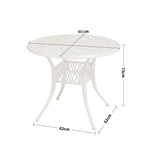 Vintage Round Cast Aluminium Garden Bistro Table,90cm Dia X 73cm H | 90cm | White
