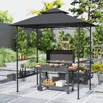 8' X 5' Grill Gazebo Canopy With 2 Side Shelves, Hook | Dark Gray