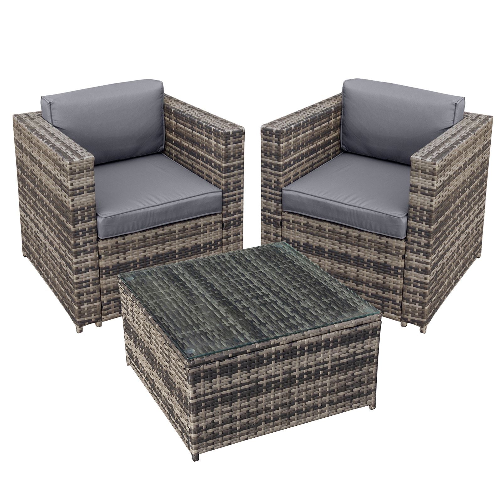 Malta Rattan 2 Seat Tea For Two Set | 2 Seat | Walnut Grey