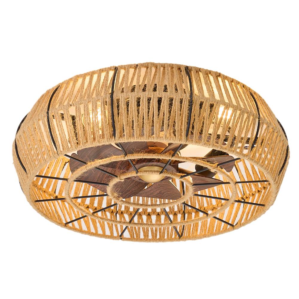 Breeins 50cm Dia Rattan Ceiling Fan Light With Remote Control,round Shape