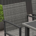 4 Seater Rattan Garden Furniture Set W/ Tempered Glass Top | Dark Gray