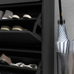 Shoe Storage Cupboard With 2 Flip Doors Sliding Out Drawer | One Size | Black