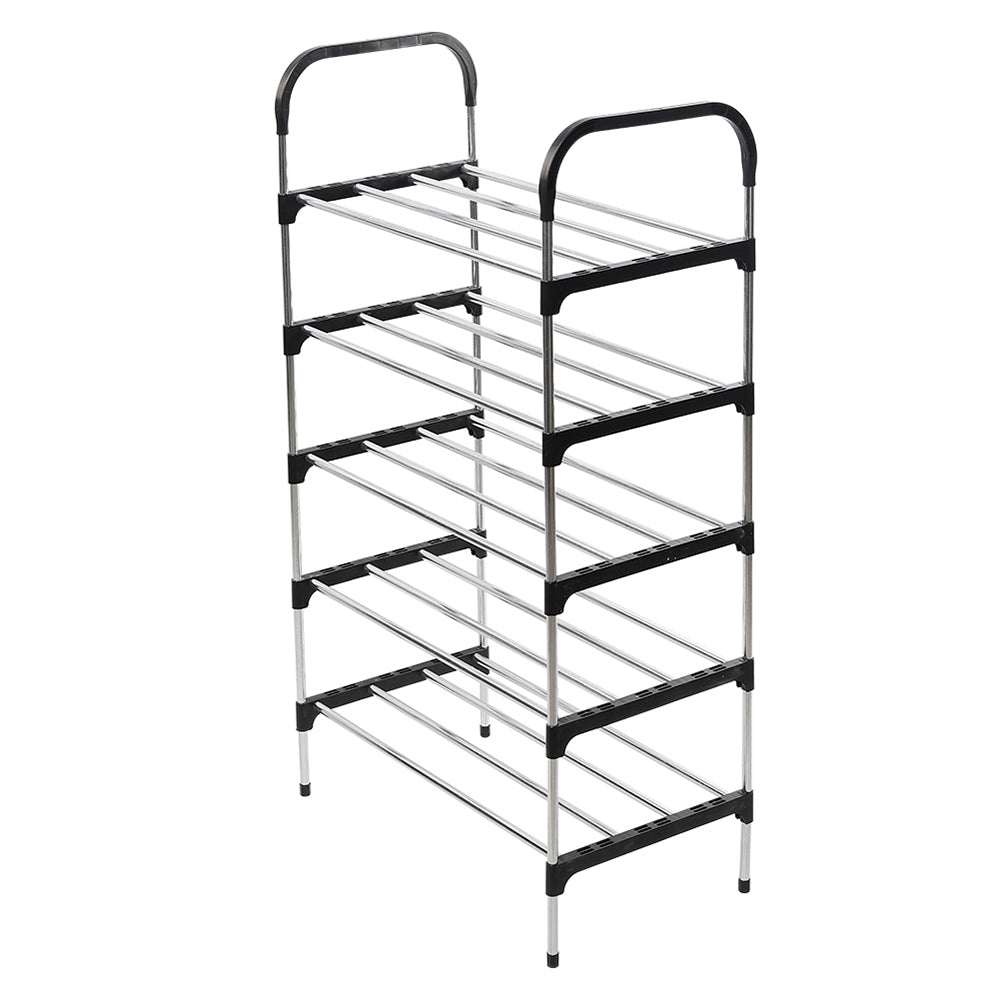 Multi Tiers Shoe Rack Organizer Stackable Space Saving Shoe Shelf | 5 | Black