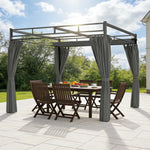 3 X 3 M Garden Pergola With Retractable Canopy, Curtains | Dark Grey
