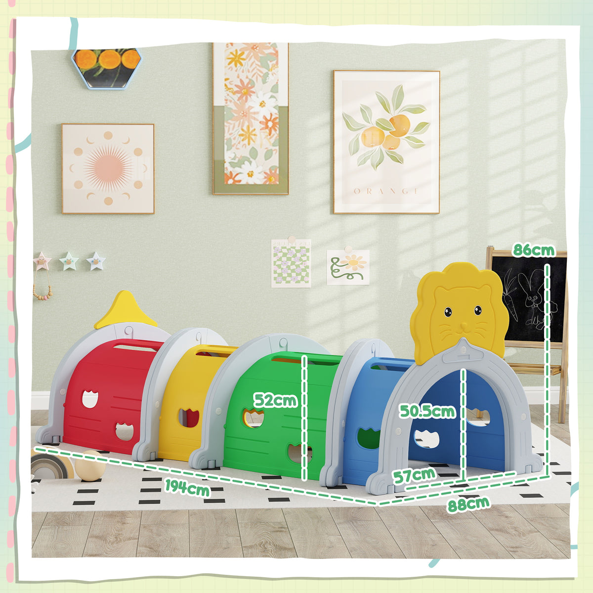 Kids Play Tunnel For Crawl And Climb, Monkey Design, For 3-6 Years | Multi