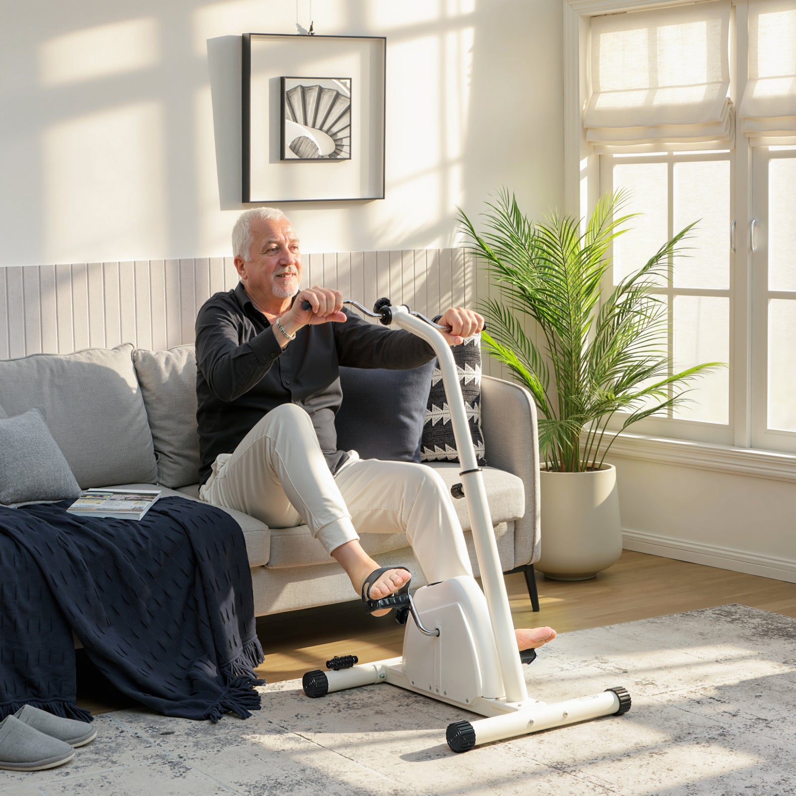 SPORTNOW Seated Pedal Exerciser With Dual Massage And Lcd Display