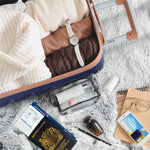 Set Of 3 Hard Shell Suitcase Cabin & Check In Cases With Tsa Lock - Overhead Cabin With Medium & Large Check-in Bag | Set of 3 | Navy & Tan