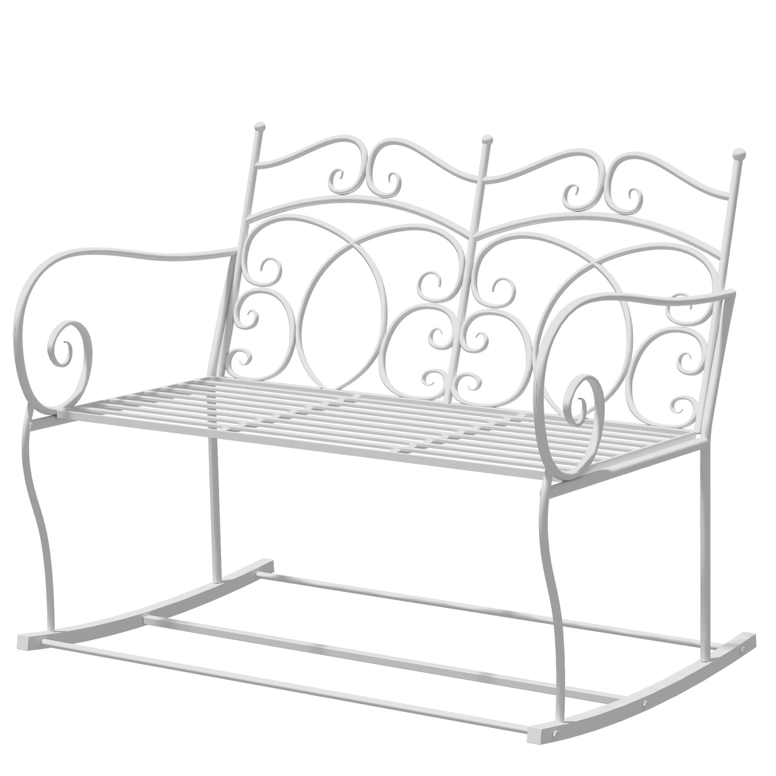 2-seat Rocking Chair Patio Bench, Antique Metal