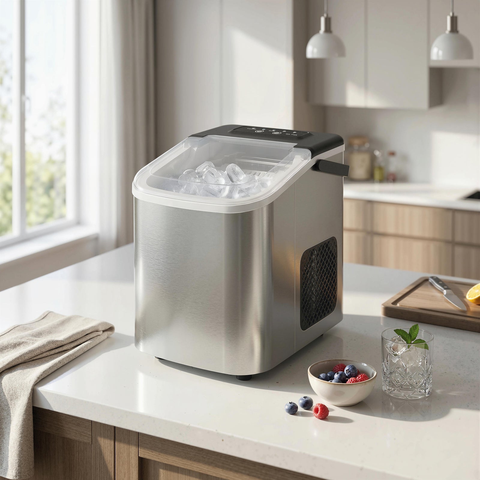 Ice Maker Machine Countertop, 9 Cubes Ready In 7 Mins, 12 Kg In 24hrs