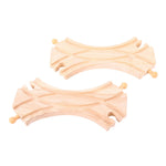 2 Double Curved Track Pieces for Wooden Train Sets