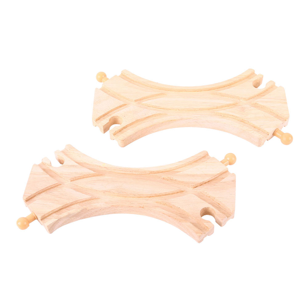 2 Double Curved Track Pieces for Wooden Train Sets