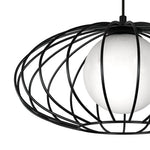 Kronos Pendant Lamp 1xe14 Industrial Chic With The Flattened Cage Surrounding The Elegant Glass Shade