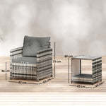 Rattan Garden Furniture Bistro Set With Cushion | Mixed Grey