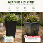 61cm Tall Black Rubber Planters - Indoor Outdoor Planter | Set-of-1