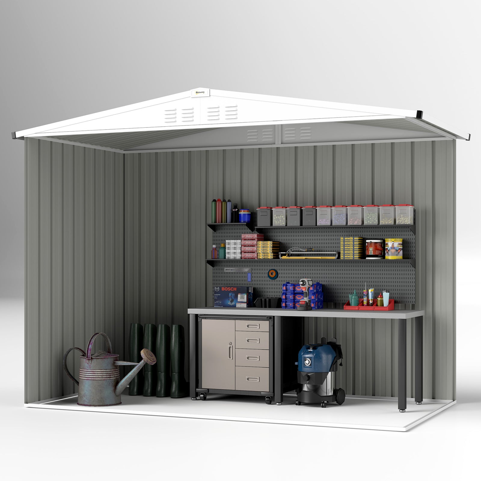 8 X 4 Ft Garden Storage Shed, Outdoor Metal Shed | Light Grey