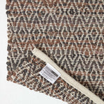 Real Leather Handwoven Diamond Pattern Rug | 200cm | Brown