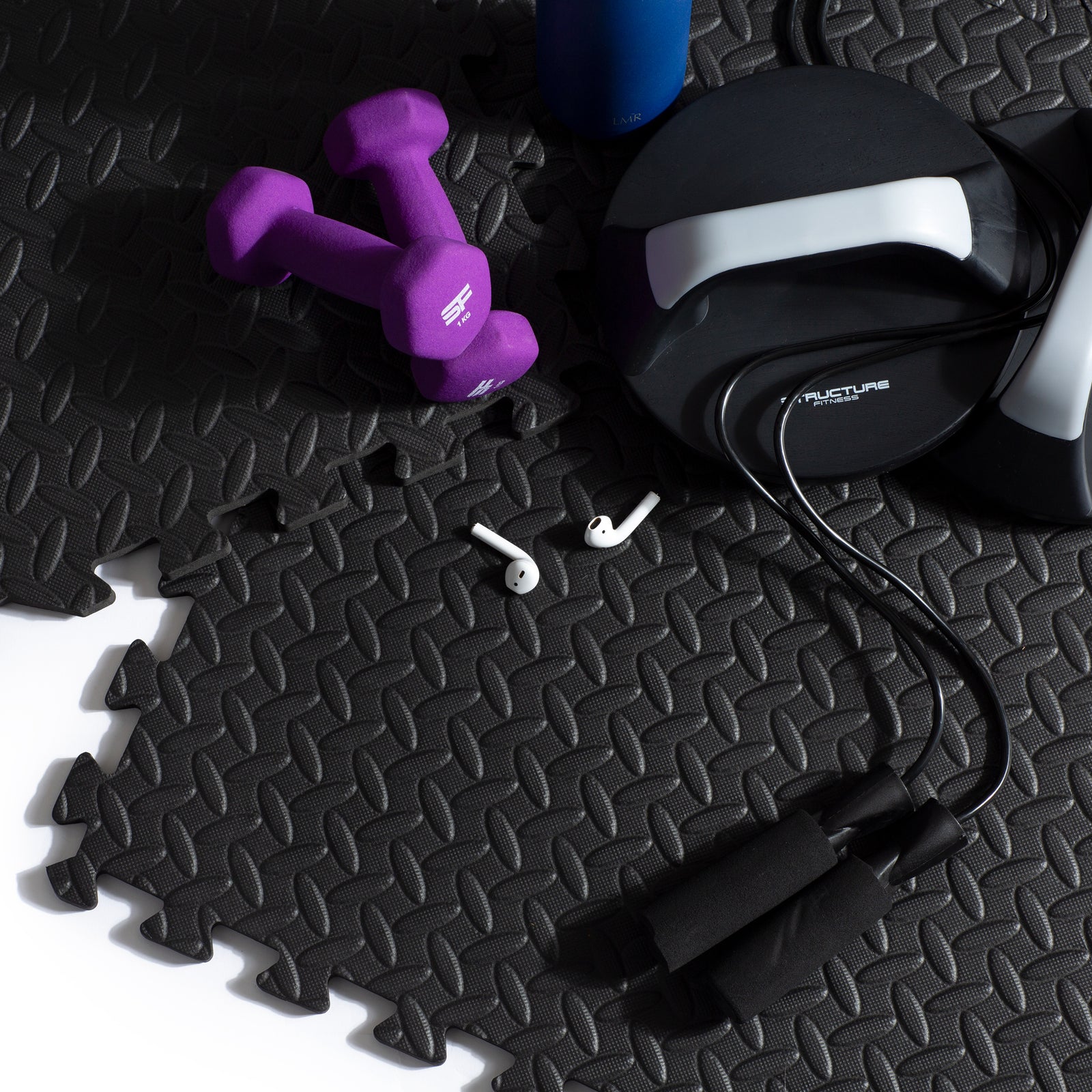 Interlocking Gym Mat - Corrugated Black