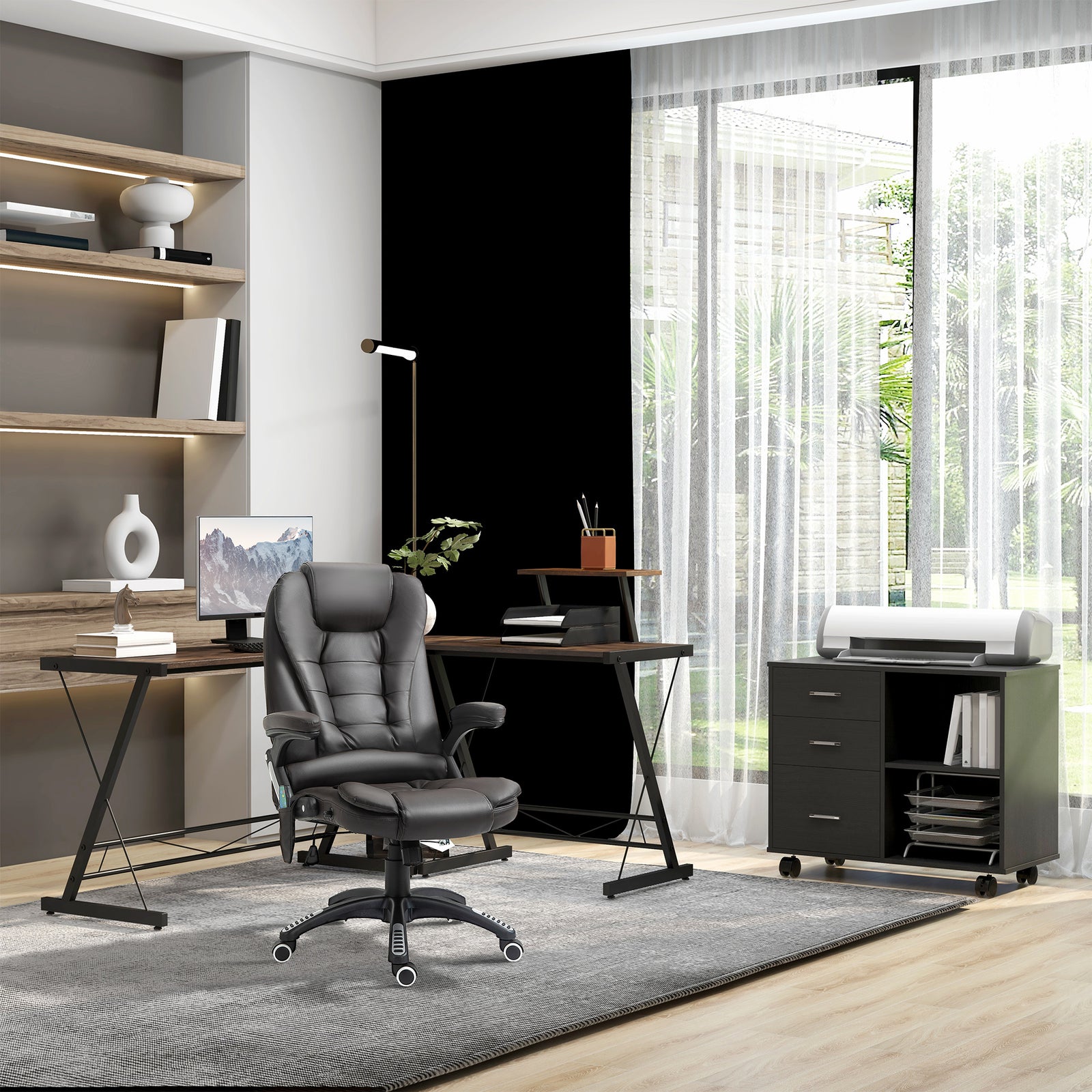 Executive Massage Heating Leather Chair | Brown