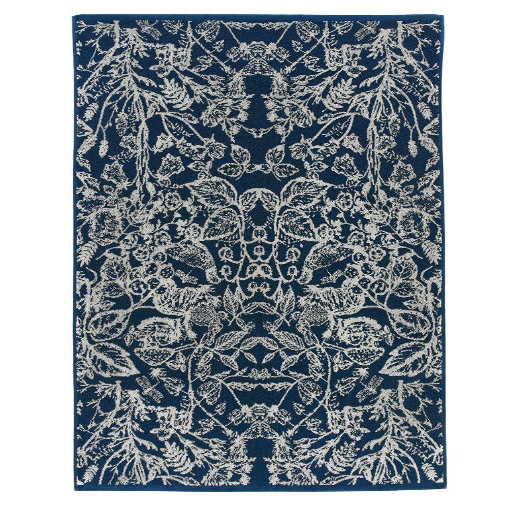 Secret Garden 550gsm Yarn Dyed Jacquard Cotton Towels | Bath Towel | Navy Blue