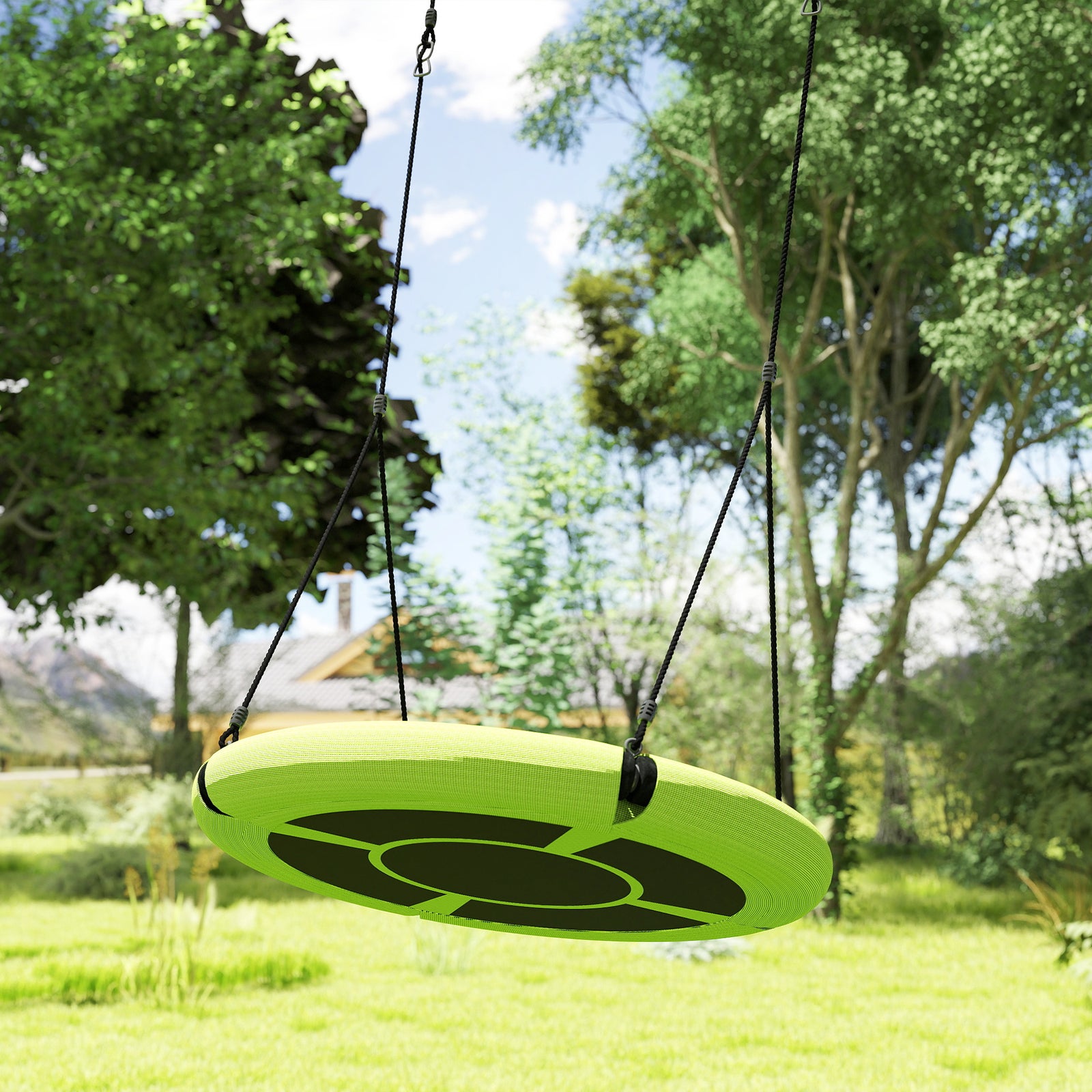 Nest Swing Seat For Kids, 100 Cm Diameter Saucer Tree Swing Set | Green
