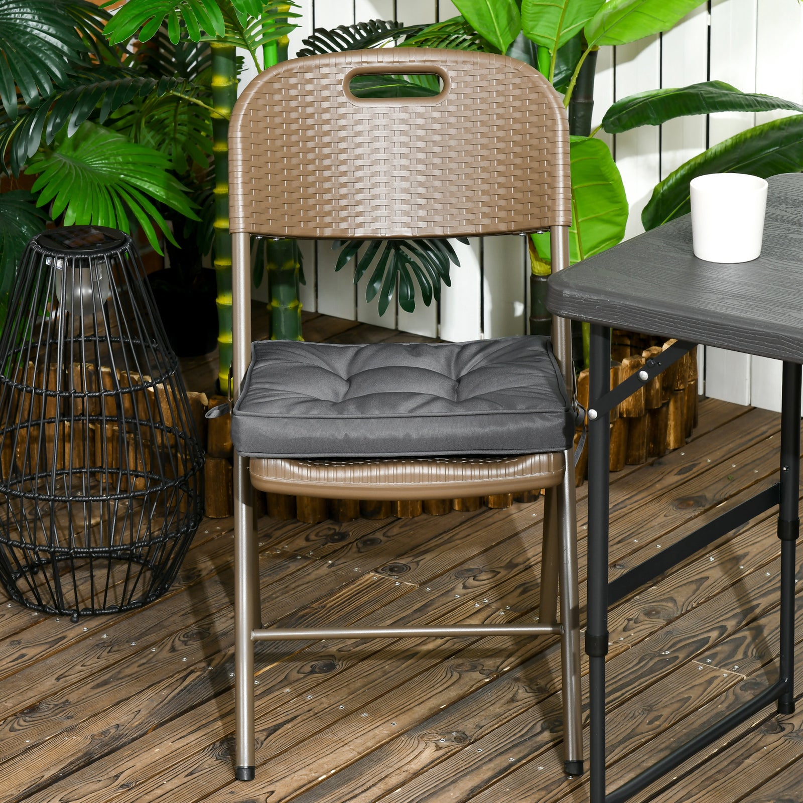 42 X 42cm Replacement Garden Seat Cushion Pad With Ties | Gray