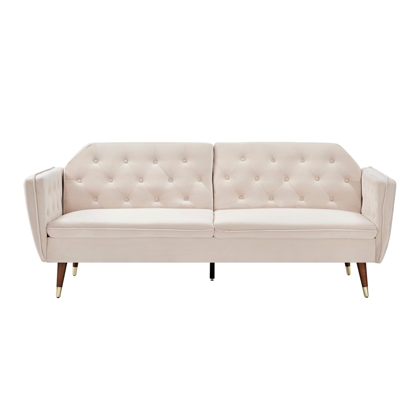 Velvet Click Clack Button Back Sofa Bed - 3 Seater | Cream