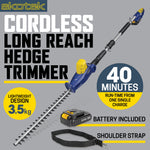 Cordless Hedge Trimmer 18v Li-ion Long Reach Telescopic Garden Hedge Cutter, Battery & Charger Included