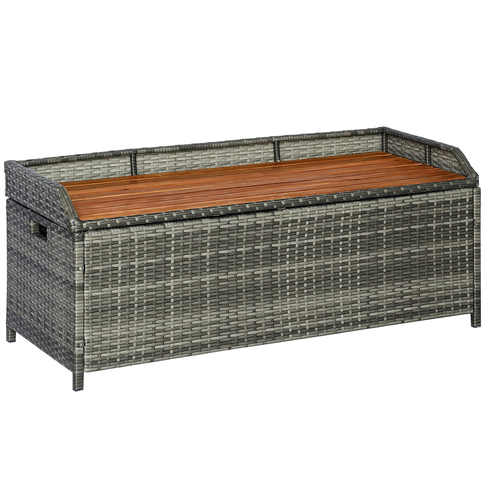 Outsunny Patio Wicker Storage Bench Box Garden Pe Rattan Pool Storage