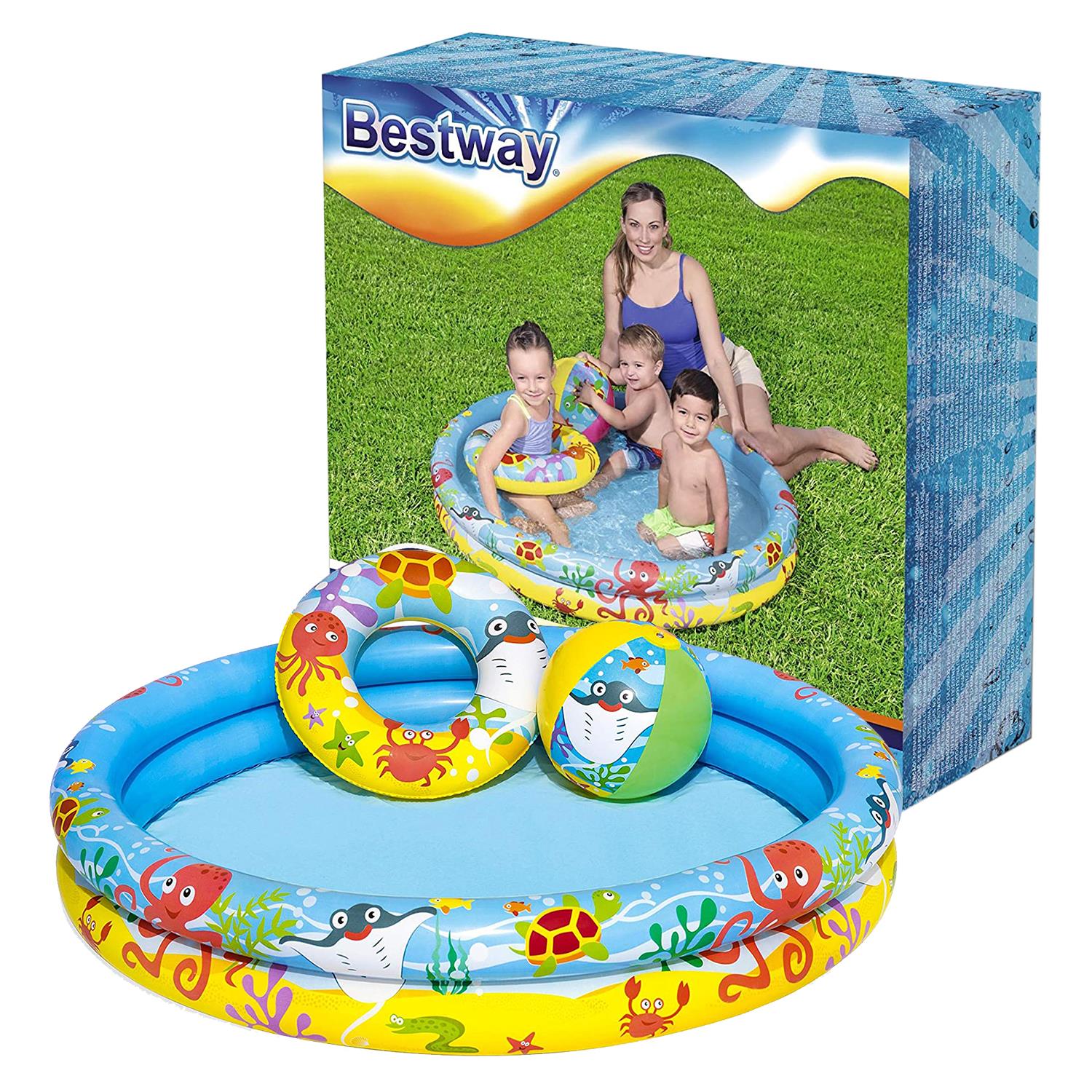 Inflatable Water Friends Kids Paddling Pool With Repair Patch, 122x20 Cm
