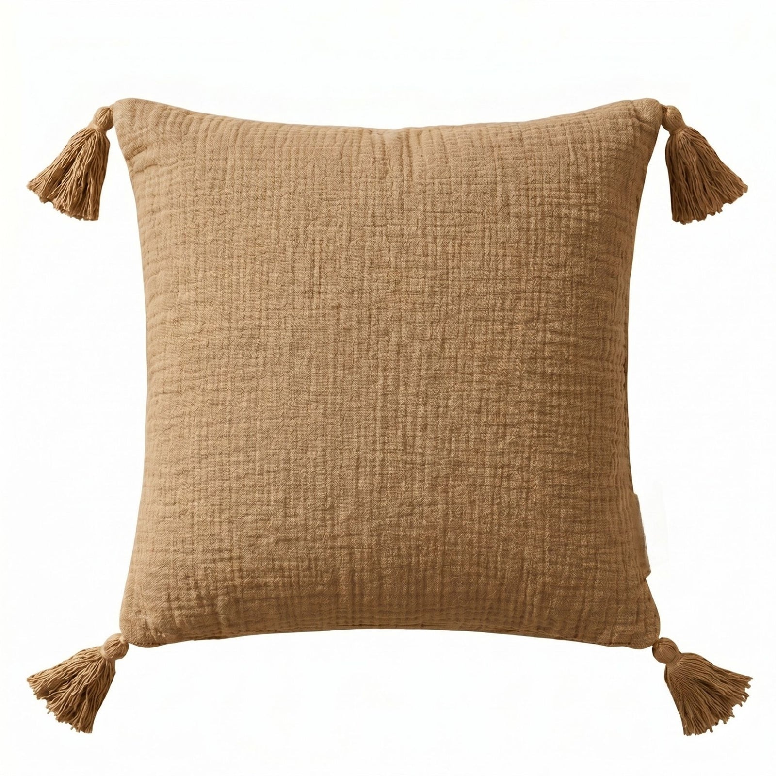 Pure Handmade Cotton Muslin Cushion With Cover | 45cm x 45cm | Beige