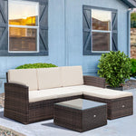 3pc Pe Rattan Wicker Set 3-seater Sofa Footstool Table