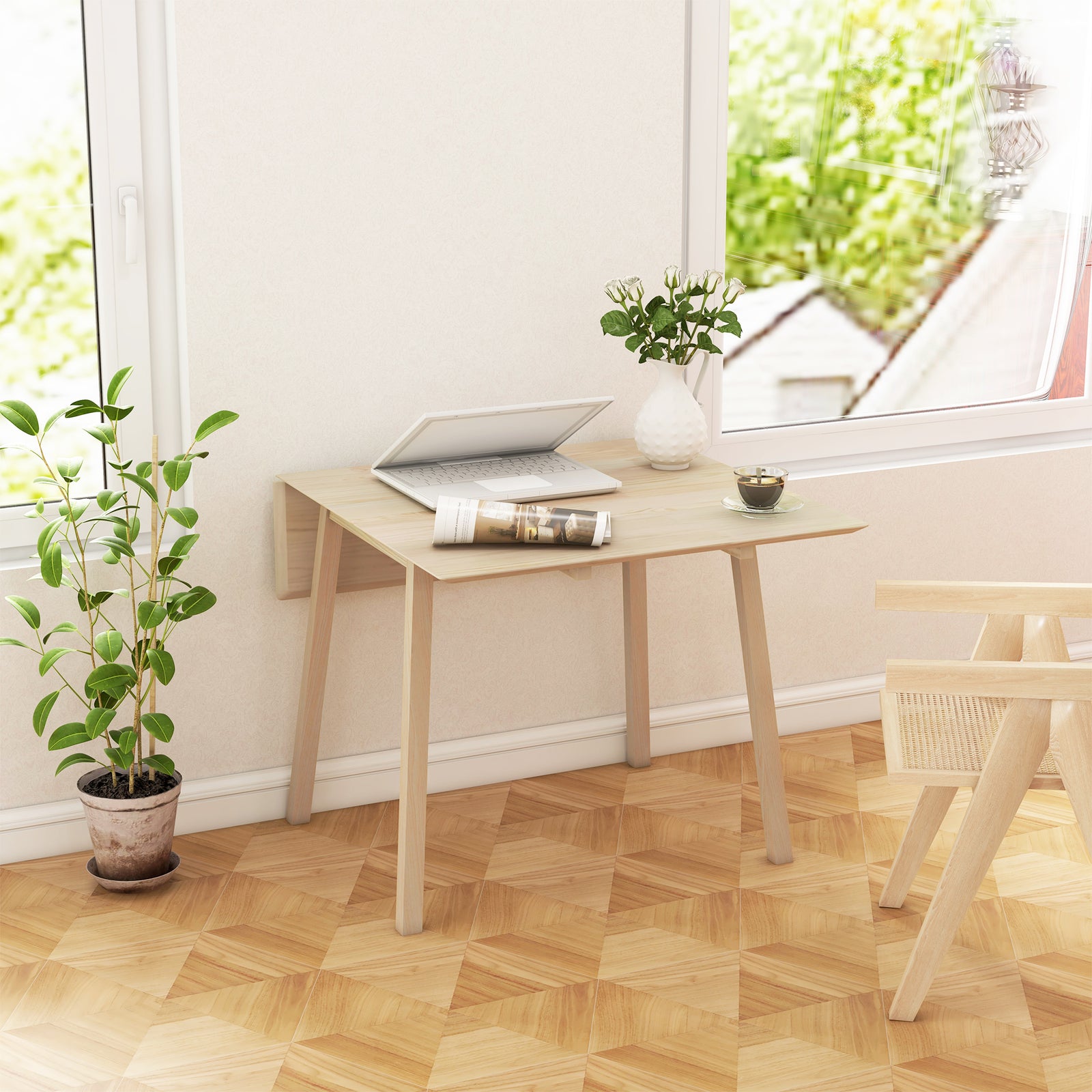 Folding Dining Table For Small Space Wood Drop Leaf Table | Natura