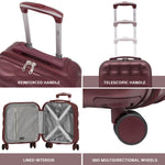 45x36x20cm Lightweight Underseat Cabin Carry On Suitcase - 100+ Airline Approved - Hard Shell Luggage - 4 Wheels - Bubble Design | Cabin | Burgundy