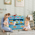 Aiyaplay 3-tier Toy Organiser Shelf With 9 Storage Boxes For Bedroom | Blue
